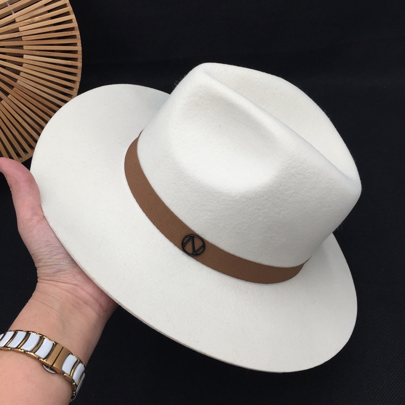 

Stingy Brim Hats Fedora The Wool Hat Sir White Cap And Brown Ribbon Joker For Men Women Double Black Metal