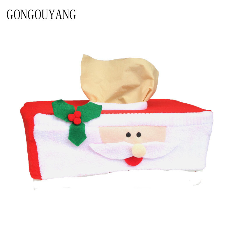 

Merry Christmas Tissue Box Cover Christmas Napkin Holder Santa Claus Snowman festival Home Decoration