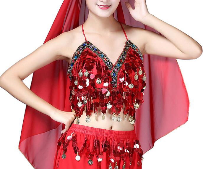 

hand made New Sexy Folded lace Coins Belly Dance Bra Top, Black