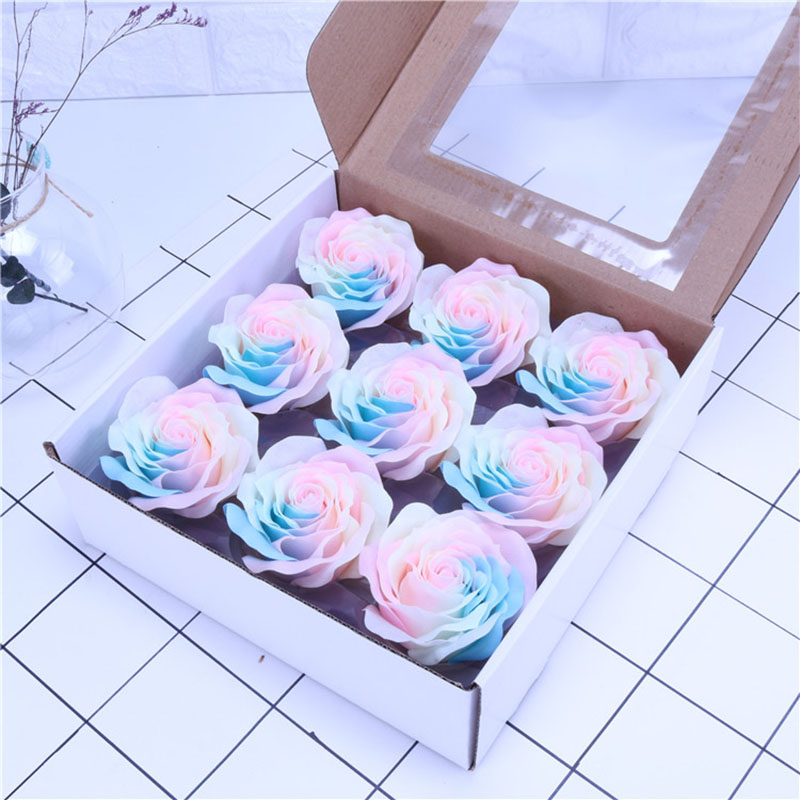 

luminous soap rose flower head handmade soap flower head valentine's gift rose flower fake wreath soap simulation rose head, Pink