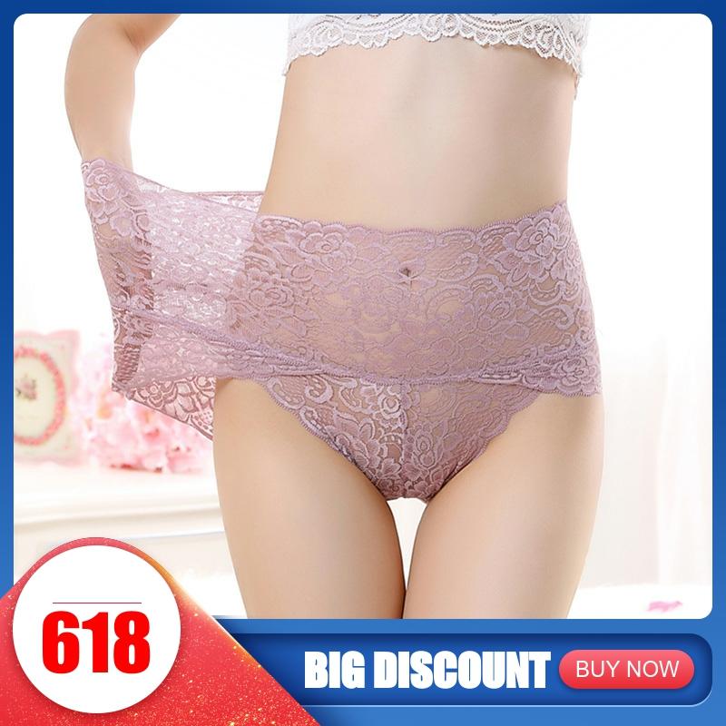 

High Rise Transparent Women's Panties Women Lingerie Woman Underwear Culottes Femme Ladies Lace Cotton Plus Size xxxl Underpants
