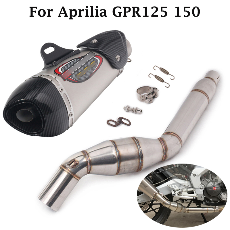 

Motorcycle Exhaust Muffler Tube Middle Link Connect Pipe with Baffle System Slip for Aprilia GPR125 GPR150