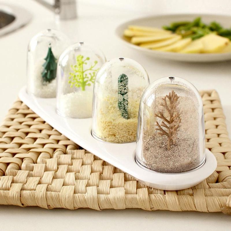 

4Pc Kitchen Supplies Spice Jar Four Seasons Plant Animals Creative Salt Seasoning Bottle Sugar Pepper Shaker Seasoning Container