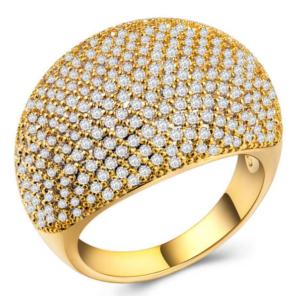 Wholesale- new couple wedding rings fashion rings for Luxury starry ring full of zircon copper gold-plated silver fashion jewelry ring