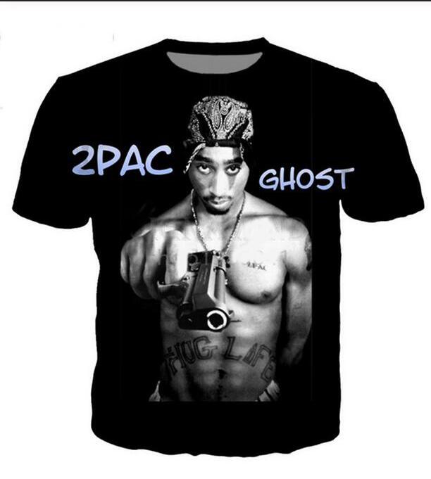 

New Fashion Women Men Tupac 2Pac Funny 3d Printing Unisex T-shirts Casual T Shirt Hip Hop Summer Tops XB052, The picture color