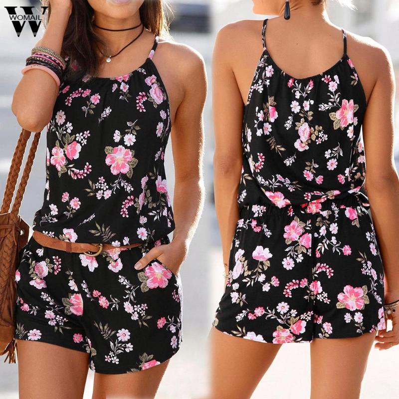 

Womail Jumpsuit Women's Playsuit Romper Womens Holiday Mini Playsuit Ladies Printed Summer Shorts Jumpsuit 2020 May17 Dropship, Black