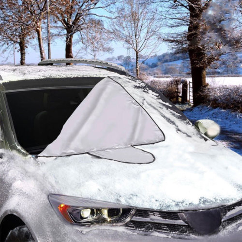 200x70cm Car SUV Snow Ice Sun Dust Magnetic Windshield Cover Protector Shield Snow Covered-image-510448948