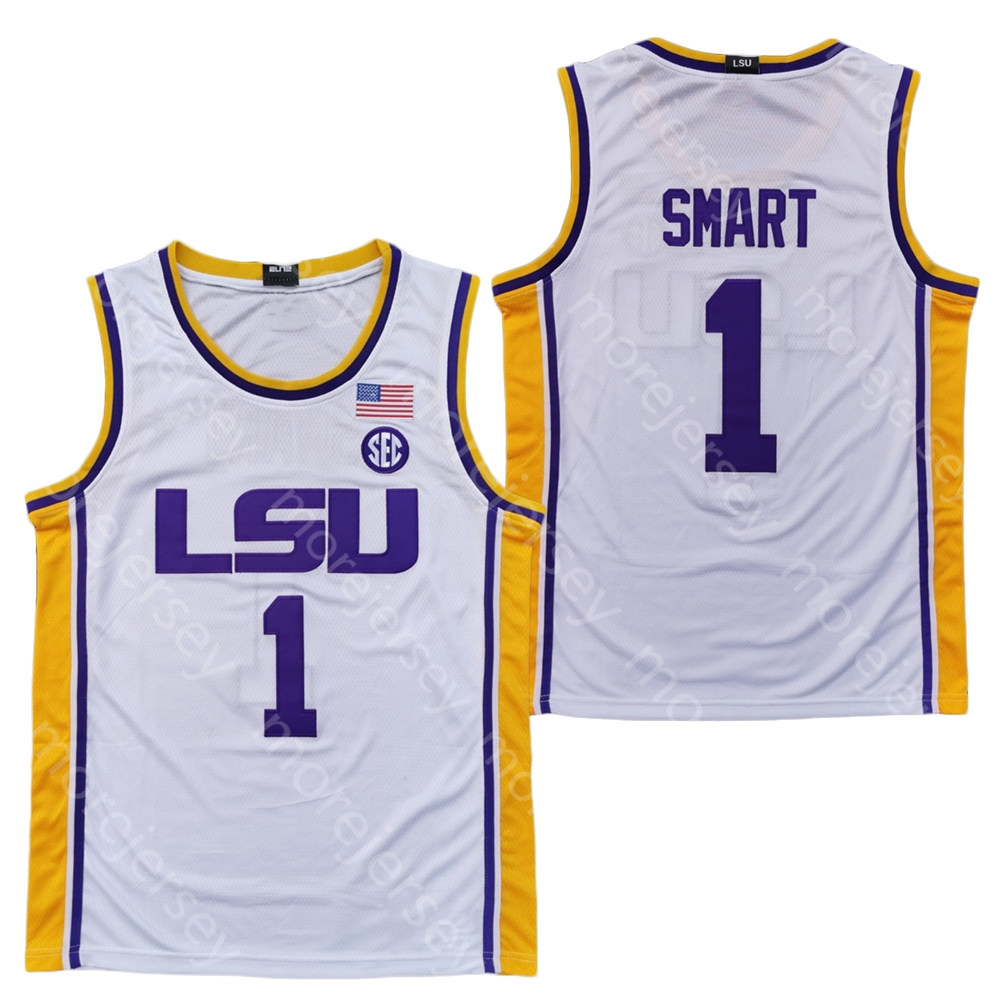 

2020 New LSU College Basketball Jersey NCAA 1 Javonte Smart White All Stitched and Embroidery Men Youth Size, As pic