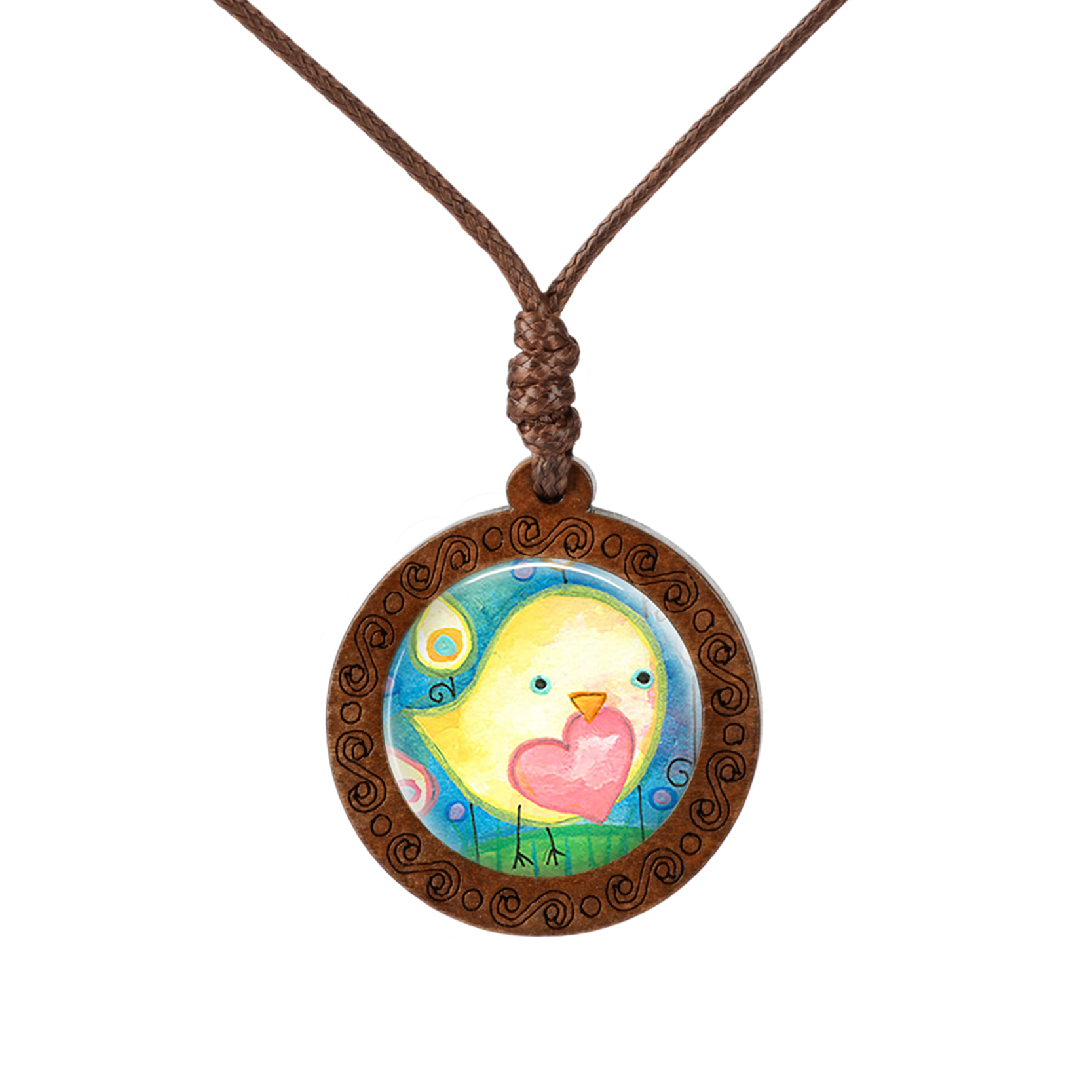 

Cartoon Bird Pattern Pendant Tree Necklace Fashion Cute Pink Pig Glass Cabochon Pendant Long Sweater Chain Vintage Necklace