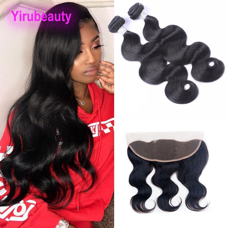 

Indian Lace Frontal With 2 Bundles Body Wave Human Virgin Hair Extensions Bundles With Frontal Natural Color 8-28inch