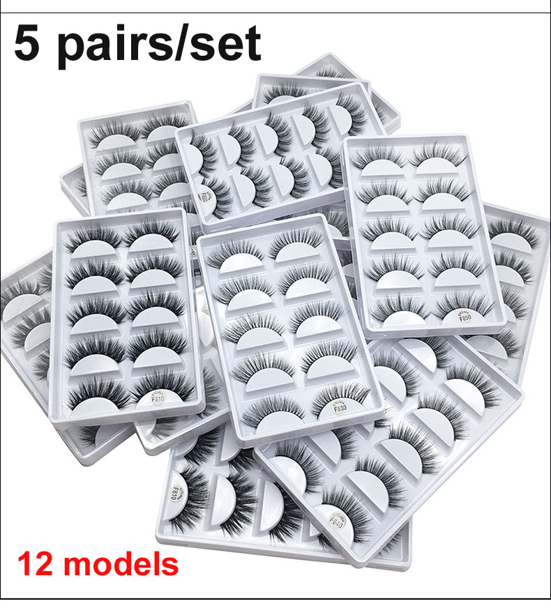 

3D Eye Lashes Thick False Eyelashes 5 Pairs of False Eyelashes Eye Makeup Mink False Lashes Soft Natural 12 Models