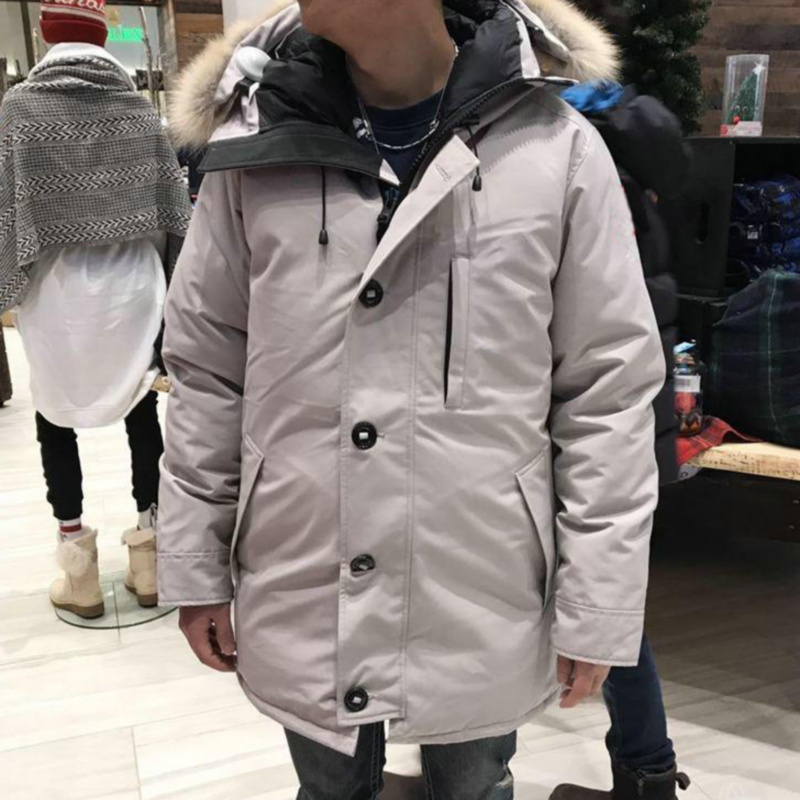 Canada Down Jacket For Men Bomber Jackets Real Wolf Fur Hooded Puffer Duvet Coat Casual Type Mens Anorak