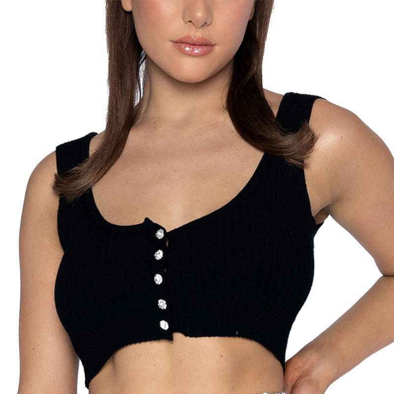 

Nibber Korean version Drawstring design Sports camisole women sweet College style tank tops summer basic crop tops vest female, Black