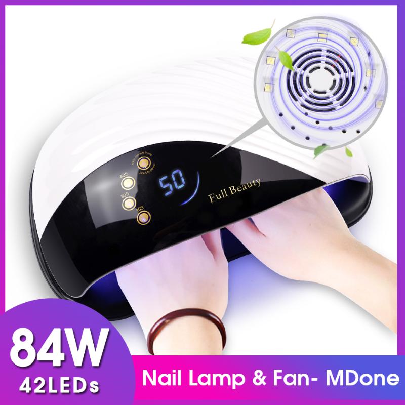 

84W Professional Nail Dryer Lamp UV Led Fast Curing All Nail Gel Large Space Cooling Fan Smart Timing Manicure Equipment LYMDone, As pic