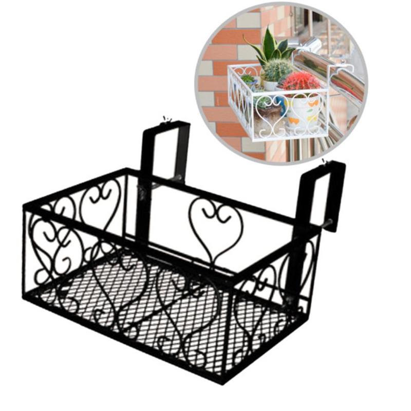

Iron Flower Pot Rack Flowerpot Holder Balcony Railing Flower Rack Iron Adjustable Encrypted Grid Chic For Balcony