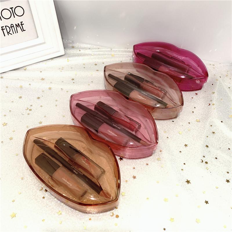 

Beauty Lipstick set Cosmetics Lip Gloss Lip Line Set Makeup Lipstick 4 Colors Lip Gloss Big Mouth Natural DHL Free Shipping, Mixed color