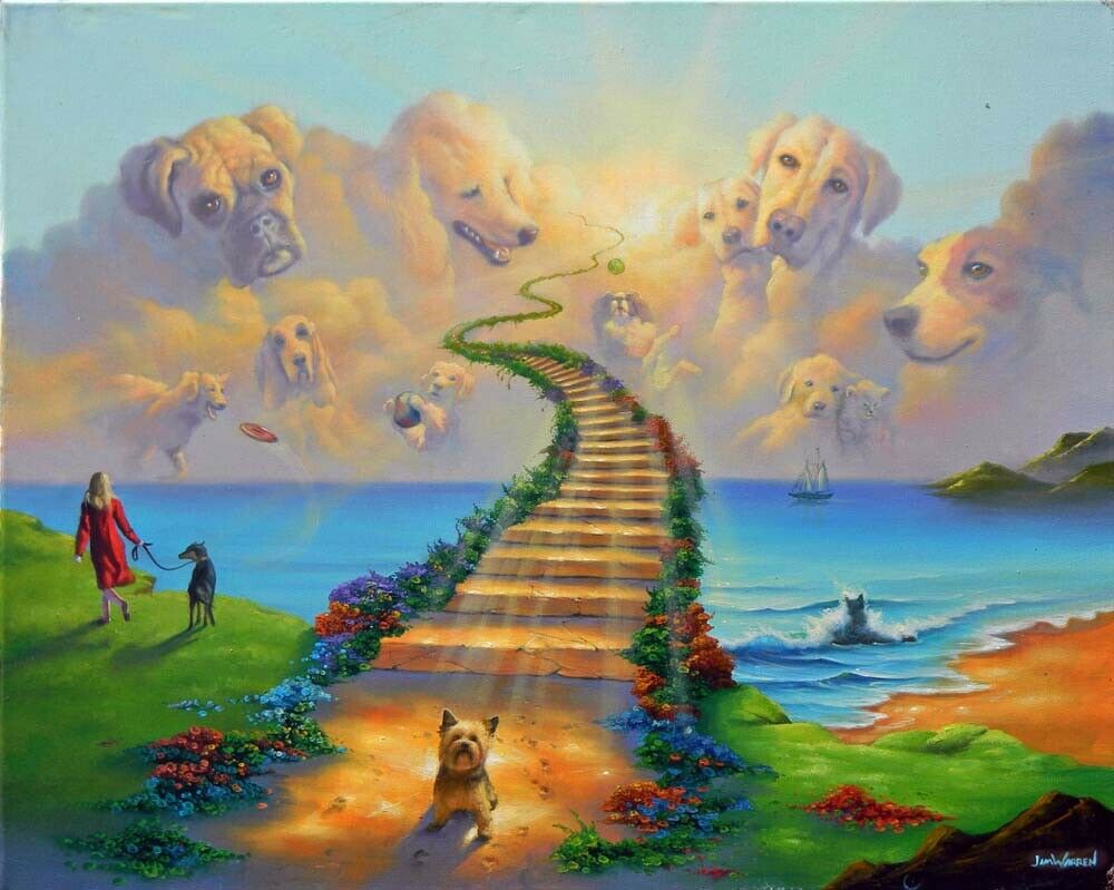 

Jim Warren Art All Dogs Go To Heaven Home Decor Handcrafts /HD Print Oil Painting On Canvas Wall Art Canvas Pictures 19