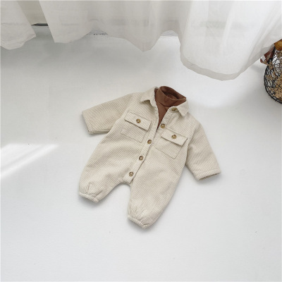 

2020 Boys and Girls Clothing Suits Fshaion Kids Brand Solid Color Set Childrens Plus Velvet Thick Jumpsuit Baby Climbing Suit, Beige