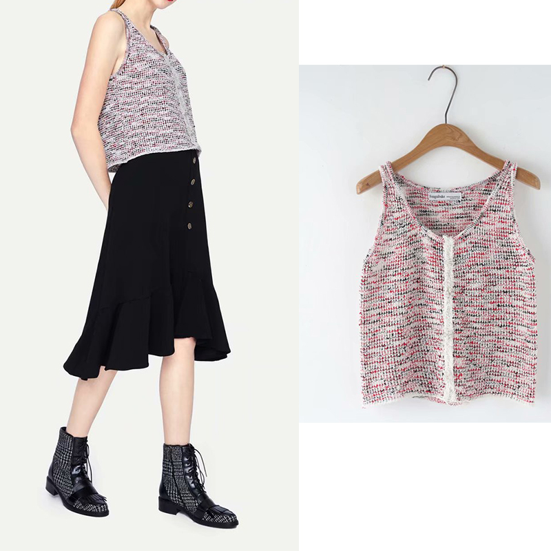 

2019 Fashion Sexy Solid Knitted Sleeveless Women Tanks O-Neck Lady Vest Camis Comfortable Intimates Loose Tops For Female, As picture