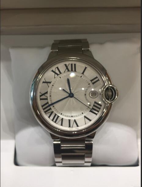 

Hot sell new fashion classic man quartz movement watch luxury Stainless steel luxury watch quartz watch male clock Fashion business ca16-3, Silver 44mm