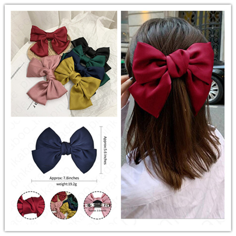 

Ins Girls Large Bow Knot Hairgrips Bohemian Hairbow Ties Hair Clips Women Hair Accessories Bowknot Hairpins Ponytail Holder Headress E4703, Multi-color
