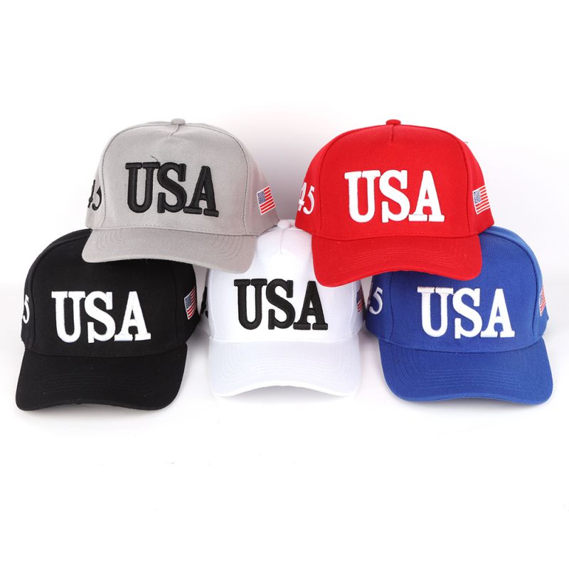 

Unisex Outdoor Baseball Cap Trump 2020 Campaign Baseball Cap USA 45 American Flag 3D Embroidered Adjustable Snapback Hat