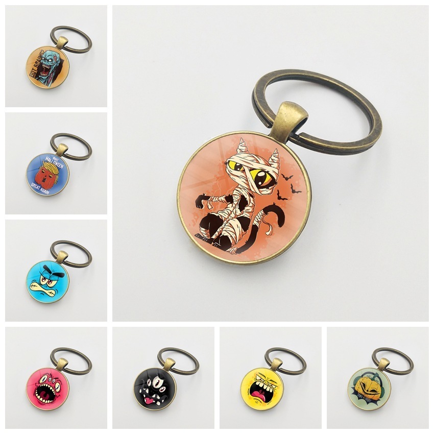 

Halloween Time Glass Key Buckle Ornaments Pendant Accessories