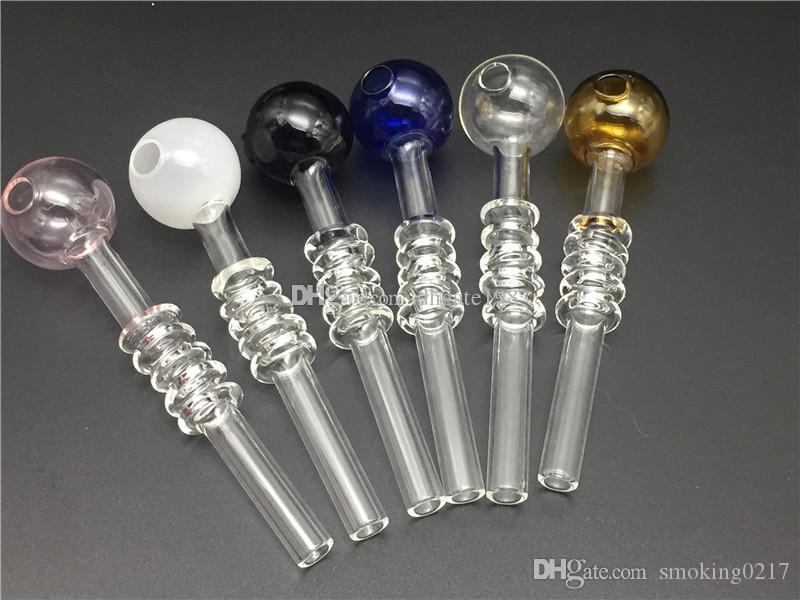 

Newest Design colorful 5.5inch spiral pyrex glass oil burner pipe colorful wholesale cheap glass hand oil tube nail pipes for smoking