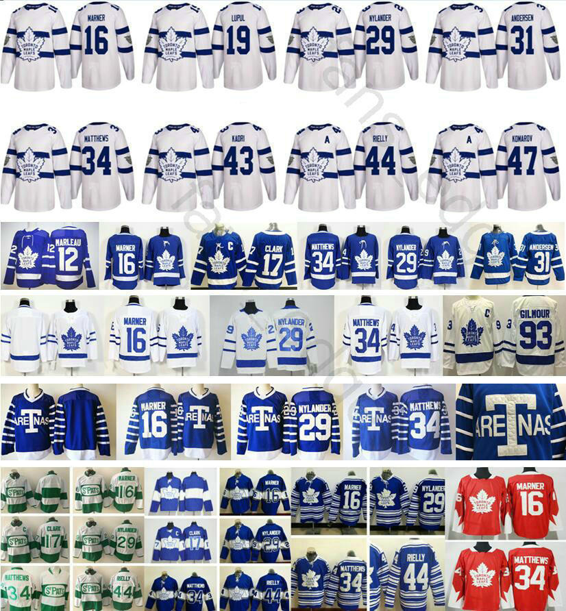 

2018 Toronto Maple Leafs Stadium Series 12 Patrick Marleau 16 Mitchell Marner 17 Wendel Clark 29 William Nylander 34 Matthews Ice Jersey, Blue winter classic old style