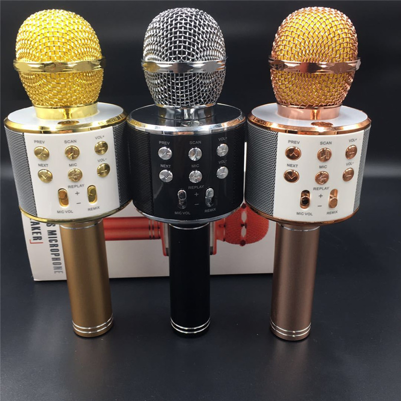 

DHL WS-858 Professional Bluetooth Wireless Microphone Speaker Handheld Microphone Karaoke Mic Music Player Singing Recorder KTV Microphone