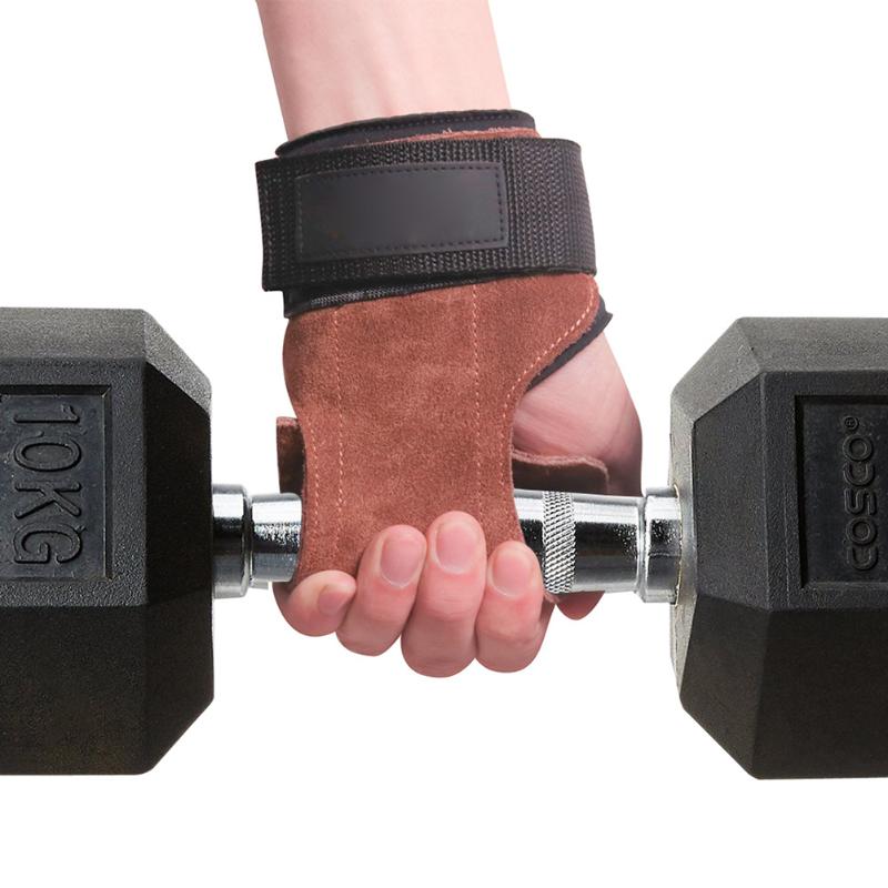 

1pair Men Women Fitness Grip Belt Wear Resistant Non Slip Sport Adjustable Protective Wrist Wraps Support Pull Care Leather, As pic