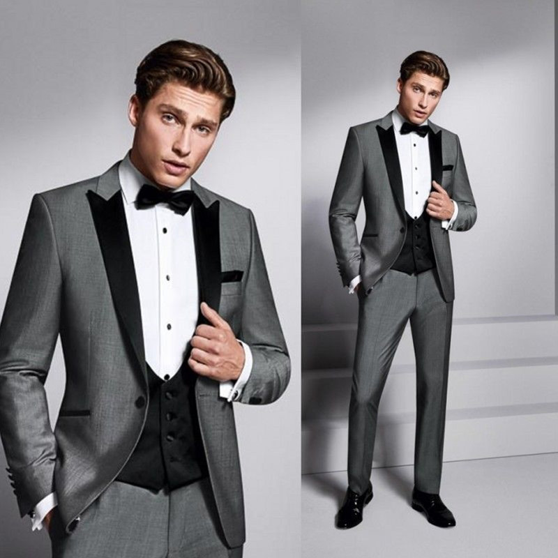 

Fashionable One Button Groomsmen Peak Lapel Groom Tuxedos Men Suits Wedding/Prom/Dinner Best Man Blazer(Jacket+Pants+Tie+Vest) 819, Same as image
