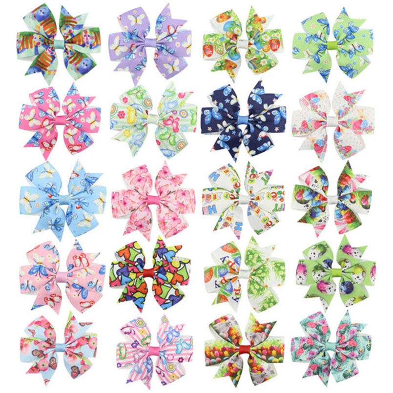 

2020 Easter egg baby Girls hairpins dovetail rabbit Barrettes Bow with clip children hair accessories kids Flower print Hair clips C6089, Slivery;white