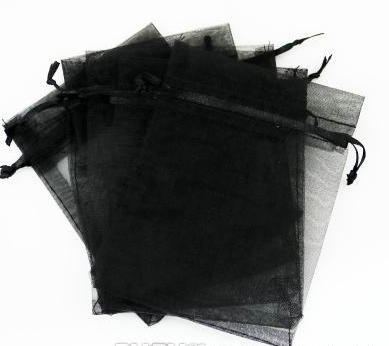 

Hot Sell 100pcs/lot 7x9cm 9x12cm Black Organza Jewelry Gift Pouch drawstring Bags For Wedding favors,beads,jewelry
