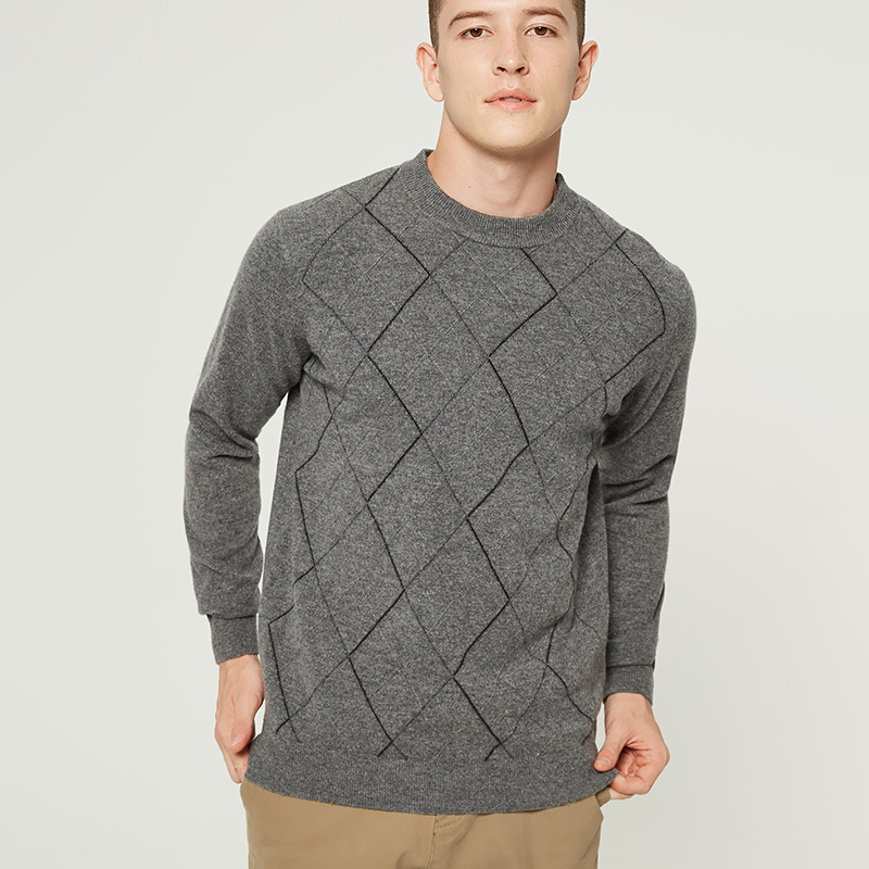 

LHZSYY 2020Autumn Winter New Men's O-Neck Thicken 100%Pure Wool Sweater Loose Pullover Youth Cashmere Knitted Bottoming Sweater, Khaki