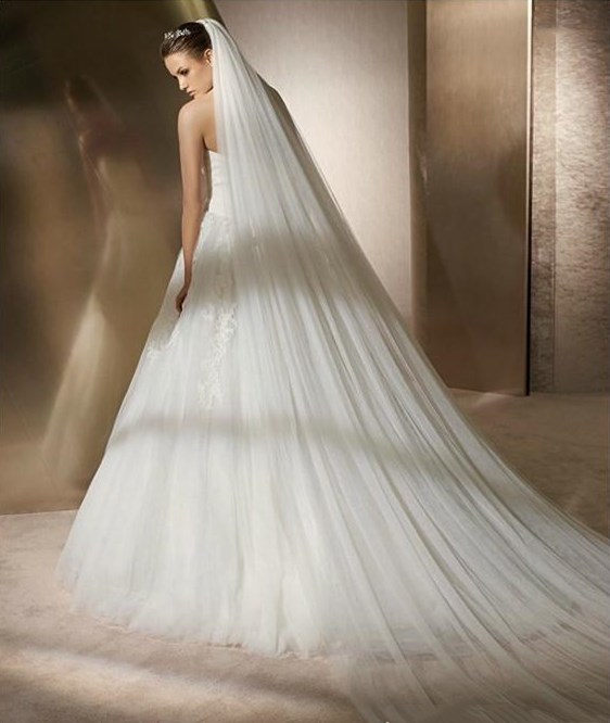 

Bridal Veils Soft Tulle One Layer White/Ivory Wedding 3M Long Train Wedding Accessories Hair Veil for Bride