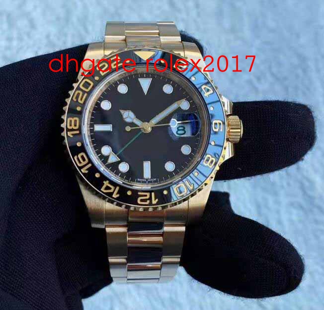 

New Top Quality Hot Items Best selling watch 40mm GMT DAY Date Asia 2813 18K Movement Automatic Mens Watches, Slivery;brown