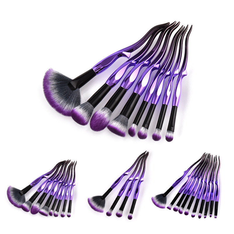 

Zouyesan free delivery 2019 10 makeup brushes beauty tools set purple black fan brush