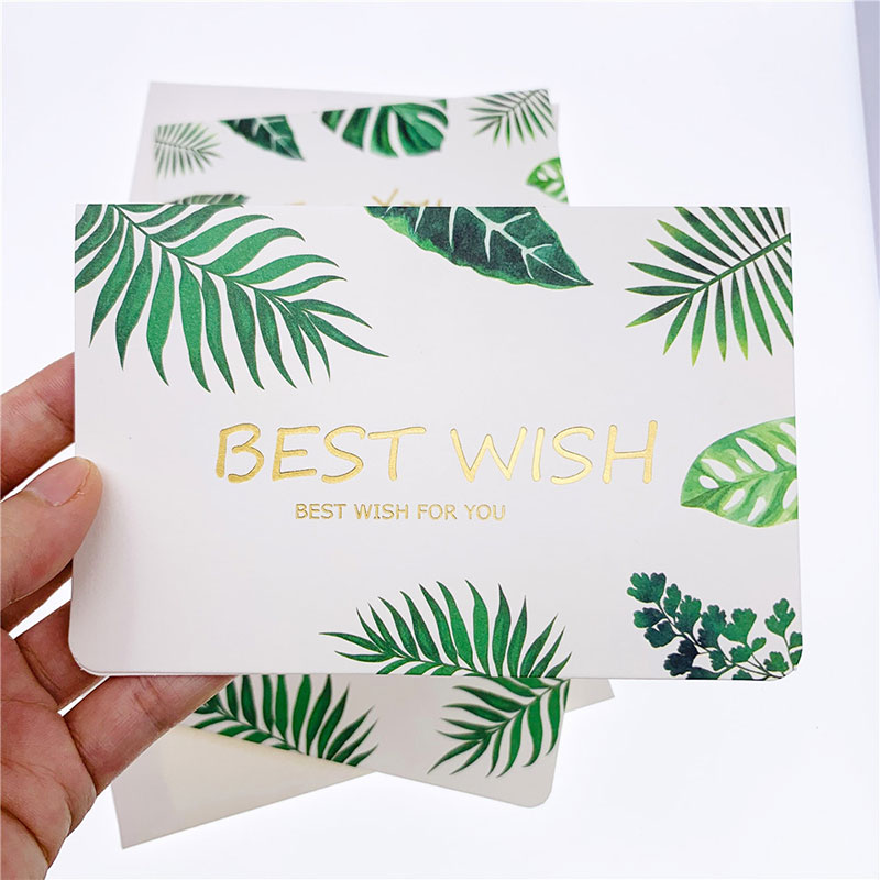 

1pcs Festival Greeting Cards Simple Bronzing Fold Wedding Party Thanksgiving Supplies Diy Invitation Cards With Envelope
