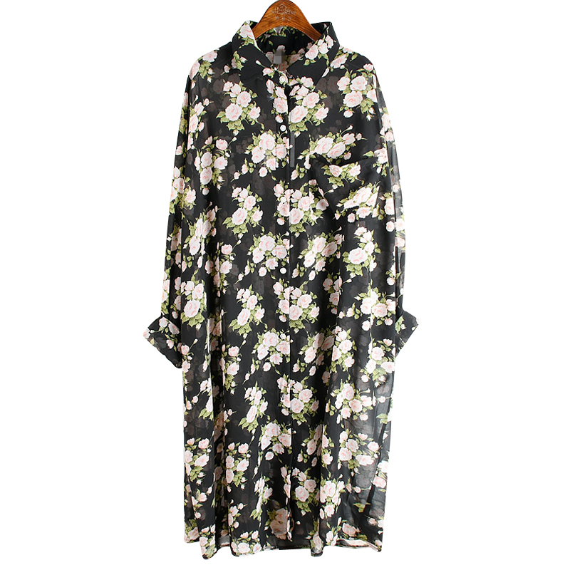 

n Korean-Style Pluz Size Women Shirt Spring New 2020 Chiffon Blouses Female Fashion Casual Sunscreen Women Clothing T741, Black