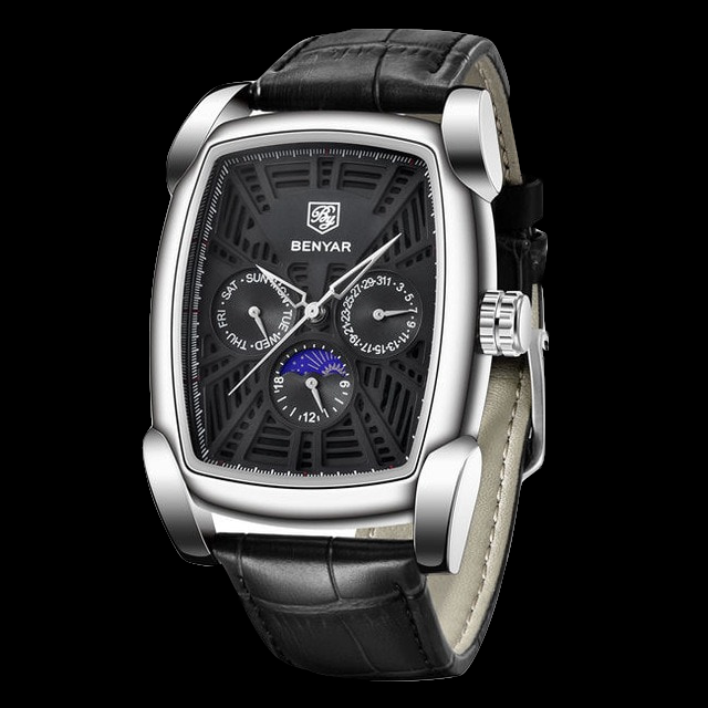 

Original new Mens Watches BENYAR Top Brand Luxury Chronograph Men Watch Leather Luxury Waterproof Sport Watch Men Male Clock LY191213, Brown