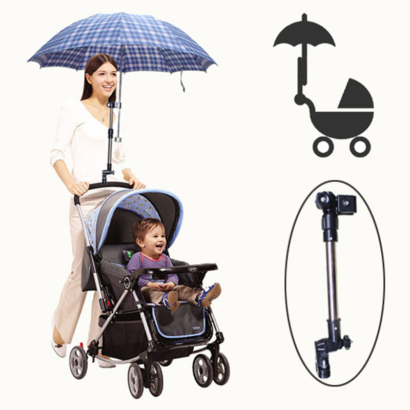 Baby Stroller Pram Wheelchair Bicycle Adjustable Angle Swivel Umbrella Bar Connector Holder Clip Clamp