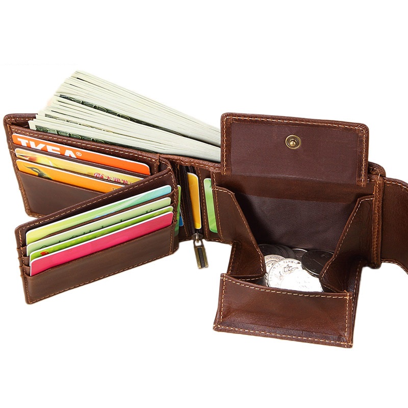 

Men's Purse Genuine Leather Money Coin Purse Vintage Card Holder High quality men wallets Large Clutch carteira, 7004-1