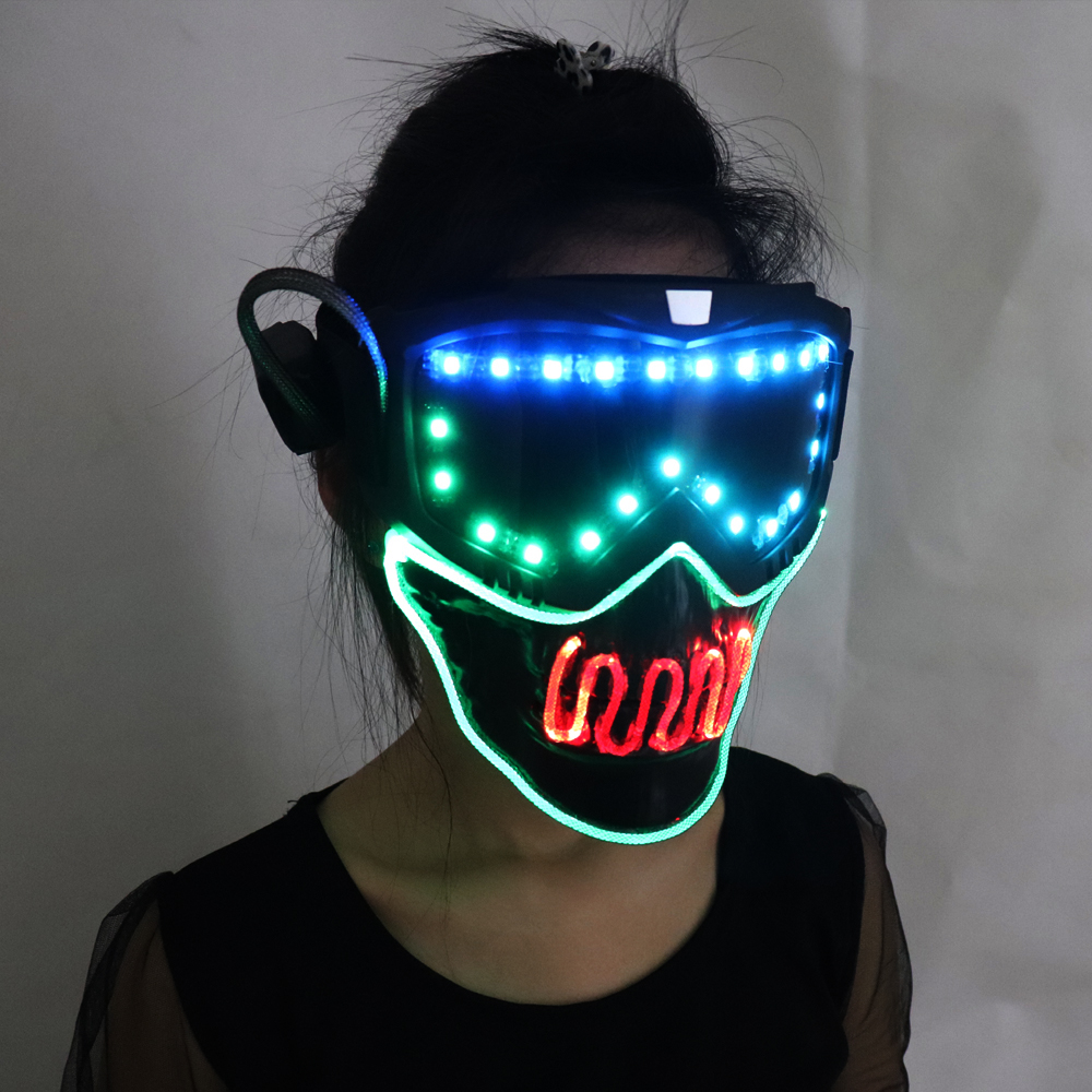 Full color smart pixel Led Mask Halloween Party Masque Masquerade Masks Cold Light Helmet Fire Festival Party Glowing Dance-image-535985315