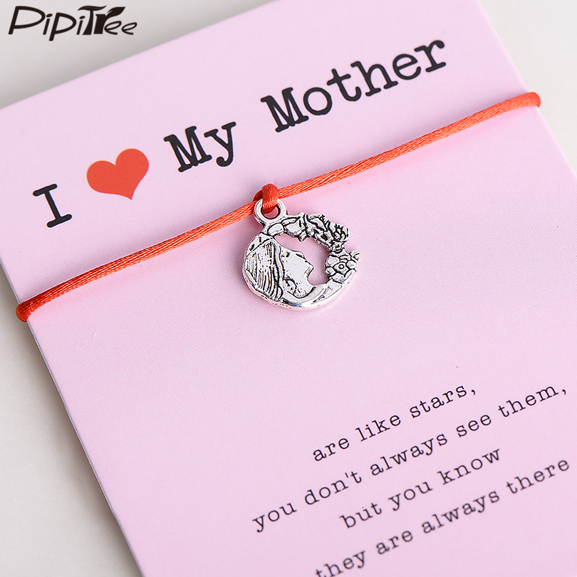 

I Love My Mother Bracelet Card Gift For Mothers Lucky Red String Charm Bracelets Jewelry For Women Kids 17 Colors