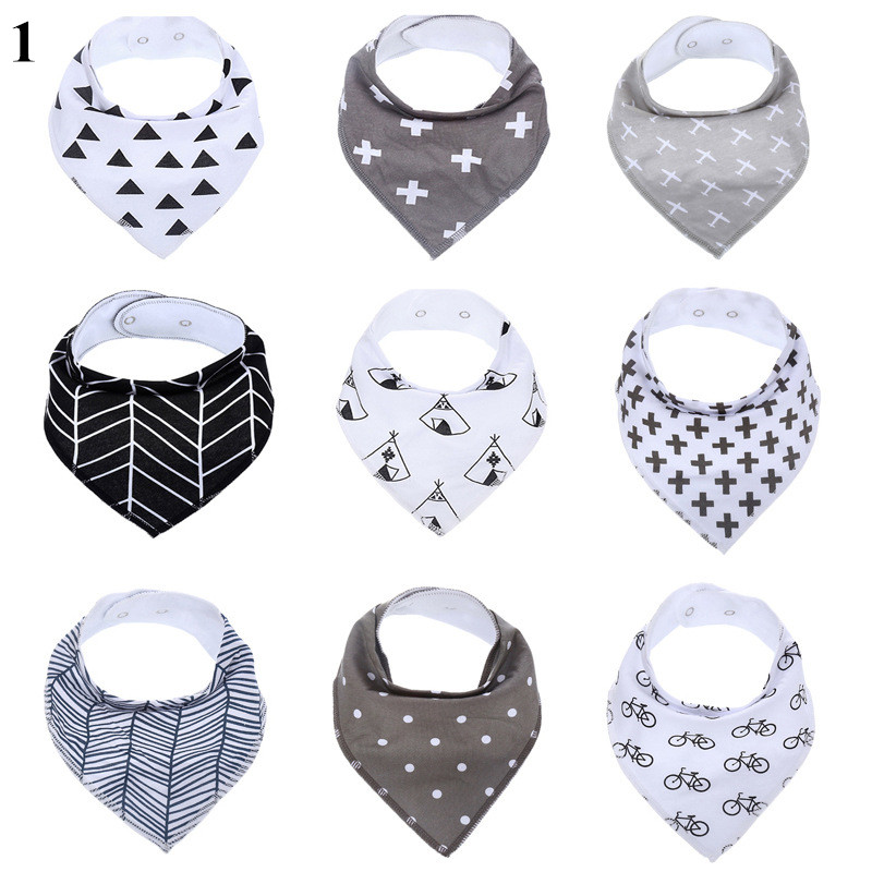 Wholesale 9 pack Infant for baby Drool Bibs Cotton Bandana Bibs With Custom Label Card-image-460426435