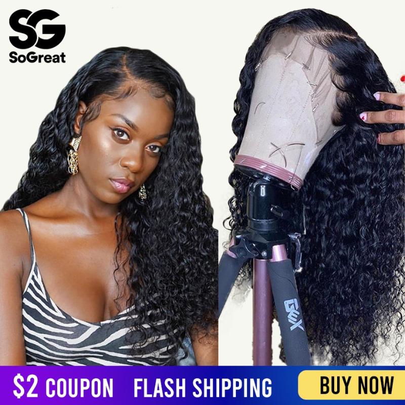 

Deep Wave Lace Front Human Hair Wigs For Afro Black Women Long 28 30 Inch Wig 13x6 Hd Frontal Brazilian PrePlucked Glueless 150%, As pic