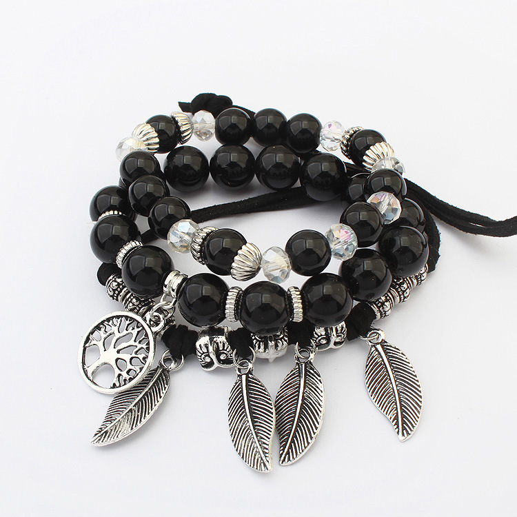 

Luxury Design Fashion Men Women Handmade Rainbow Bead Strands Natural Stone Bracelet Antique Life Tree Charm Bracelets