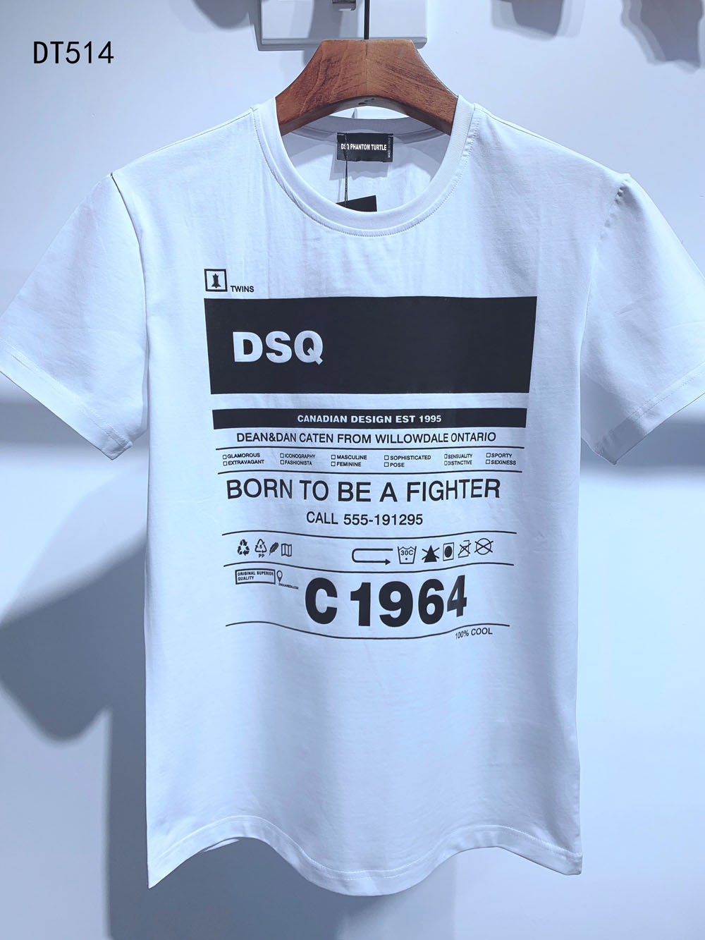 

DSQ Mens Designer T Shirts Black White Men Summer Fashion Casual Street T-shirt Tops Short Sleeve Euro Size M-XXXL 6951, White;black