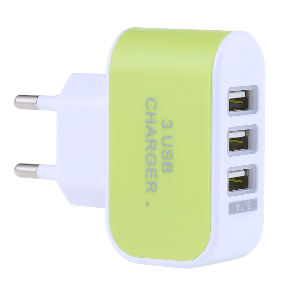 

3 USB Ports Coloured Multifunctional 5V 3.1A Universal Travel Charger Adapter with LED light